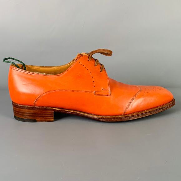JOHN LOBB Size 8.5 Orange Perforated Leather Lace-Up Shoes - Picture 2 of 9